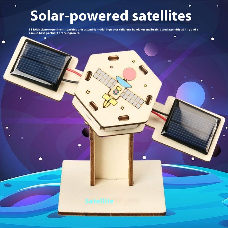 Solar Aviation Satellite - 3D Wooden Puzzle Kit by makenfun