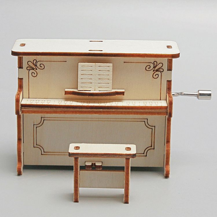 Hand-cranked Piano Music Box DIY Making - 3D Wooden Puzzle Kit by makenfun
