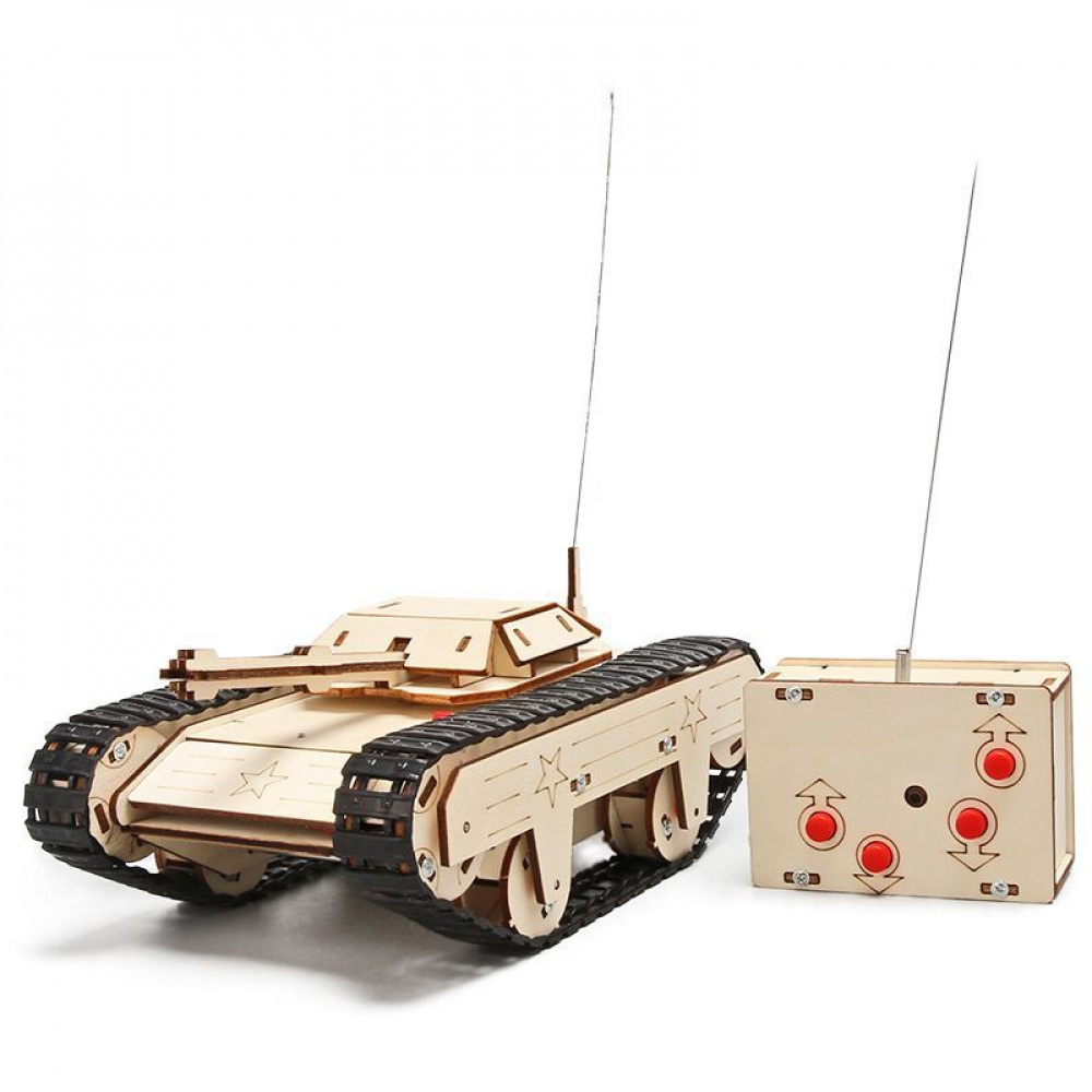 Wooden assembled remote control tank vehicle - 3D Wooden Puzzle Kit by makenfun