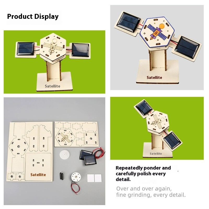 Solar Aviation Satellite - 3D Wooden Puzzle Kit by makenfun