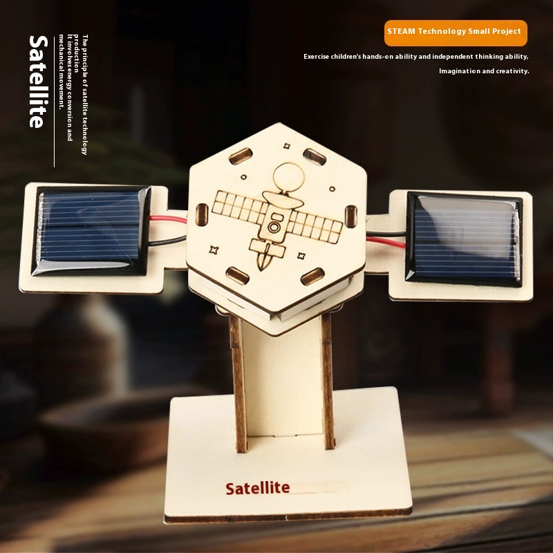 Solar Aviation Satellite - 3D Wooden Puzzle Kit by makenfun