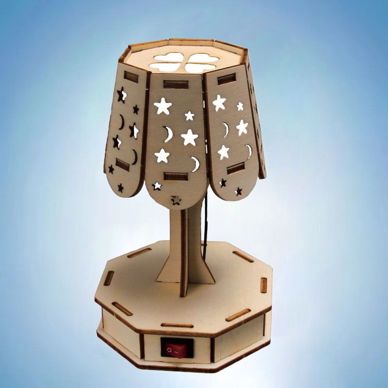 New Handmade Table Lamp - 3D Wooden Puzzle Kit by makenfun