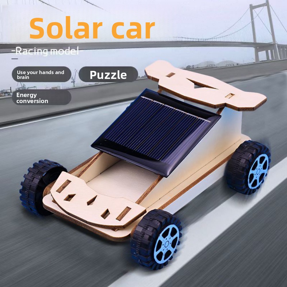 Solar-Powered Toy Car - 3D Wooden Puzzle Kit by makenfun