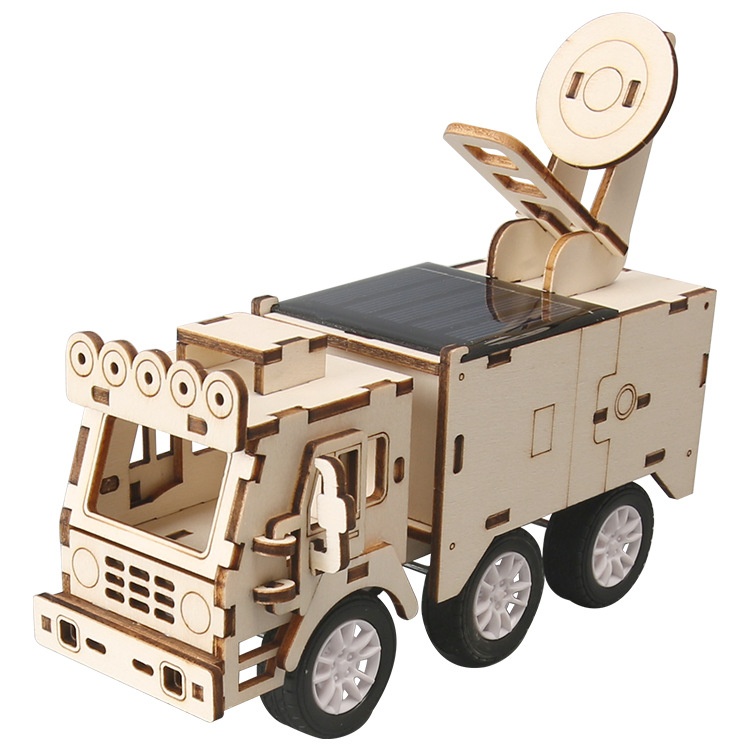 Solar Radar Car - 3D Wooden Puzzle Kit by makenfun