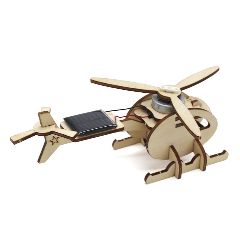 Solar Helicopter - 3D Wooden Puzzle Kit by makenfun