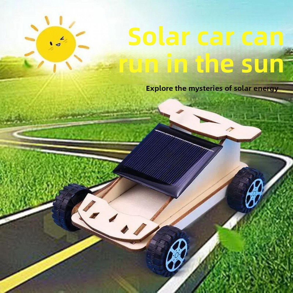 Solar-Powered Toy Car - 3D Wooden Puzzle Kit by makenfun