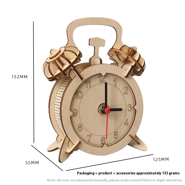 DIY Retro Clock - 3D Wooden Puzzle Kit by makenfun