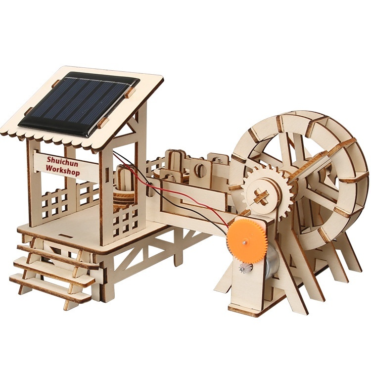 Solar Water Wheel - 3D Wooden Puzzle Kit by makenfun