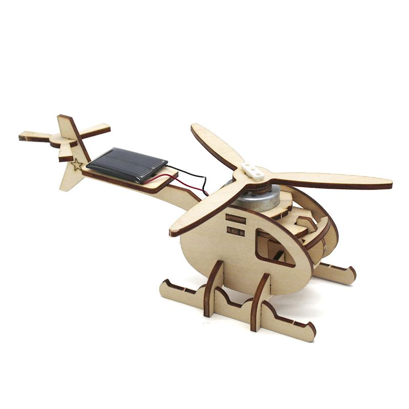 Solar Helicopter - 3D Wooden Puzzle Kit by makenfun