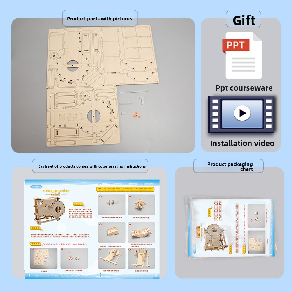 DIY Threshing Machine - 3D Wooden Puzzle Kit by makenfun