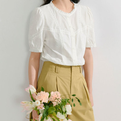 Summer women's new romantic short-sleeved temperament shirt