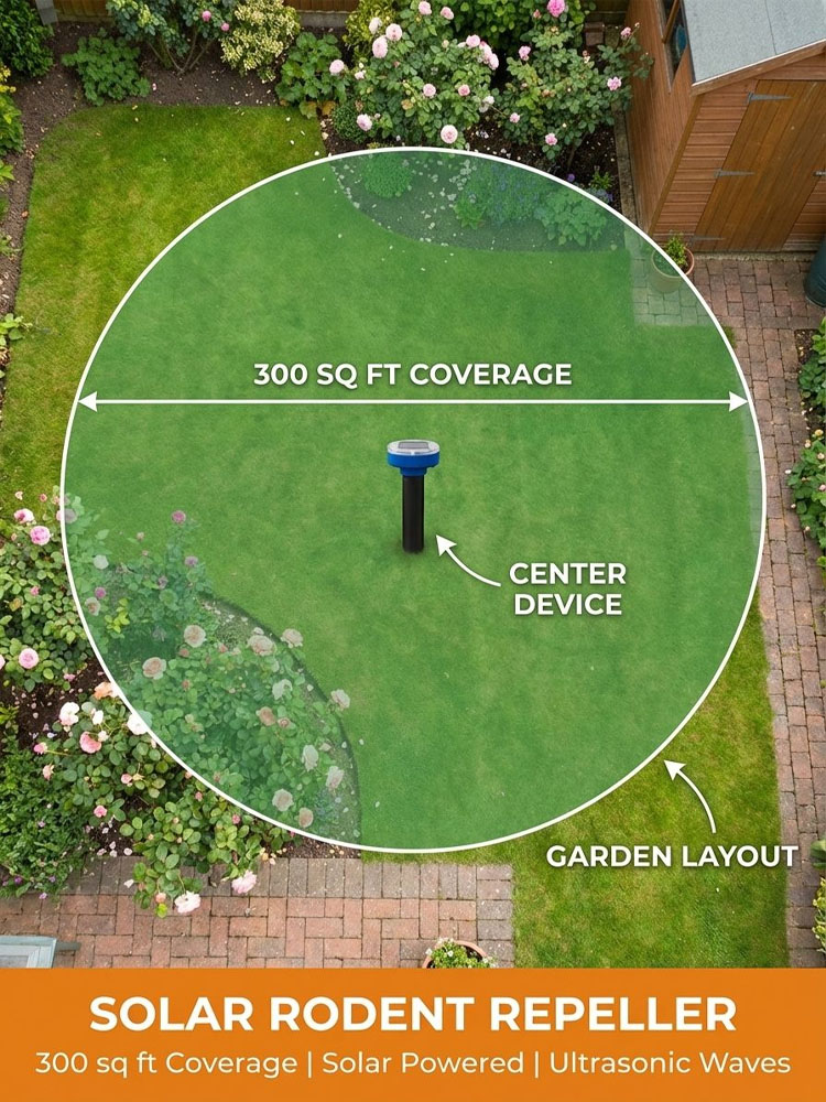 【Completely Eliminate Pests】Solar Powered Garden Rodent Repeller