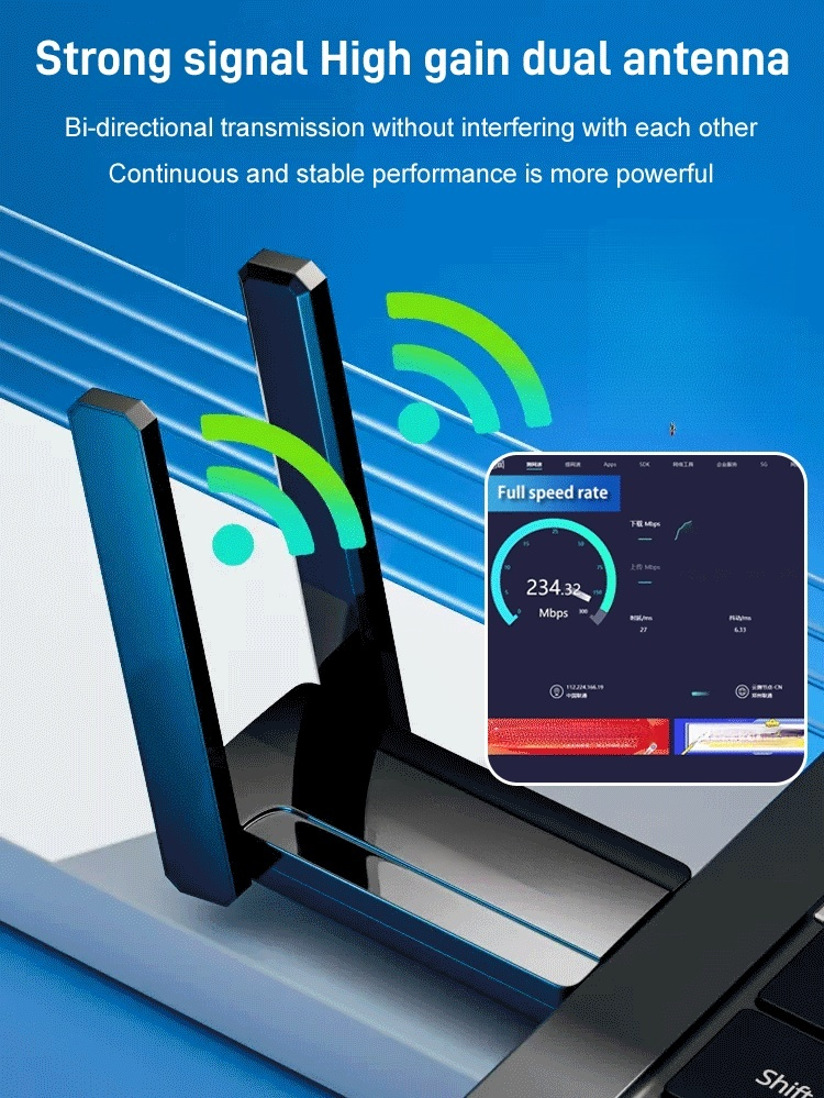  【Super Speedy】1300M Dual-Band Plug-and-Play Wireless Network Card