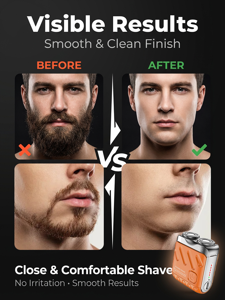 New mini electric shaver, portable with long battery life, men's household rechargeable dual-head ra