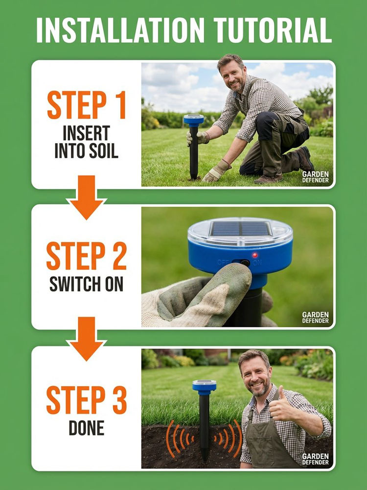 【Completely Eliminate Pests】Solar Powered Garden Rodent Repeller
