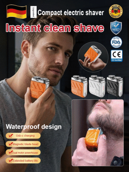 New mini electric shaver, portable with long battery life, men's household rechargeable dual-head ra