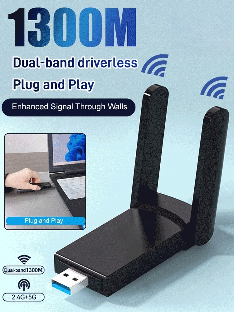  【Super Speedy】1300M Dual-Band Plug-and-Play Wireless Network Card