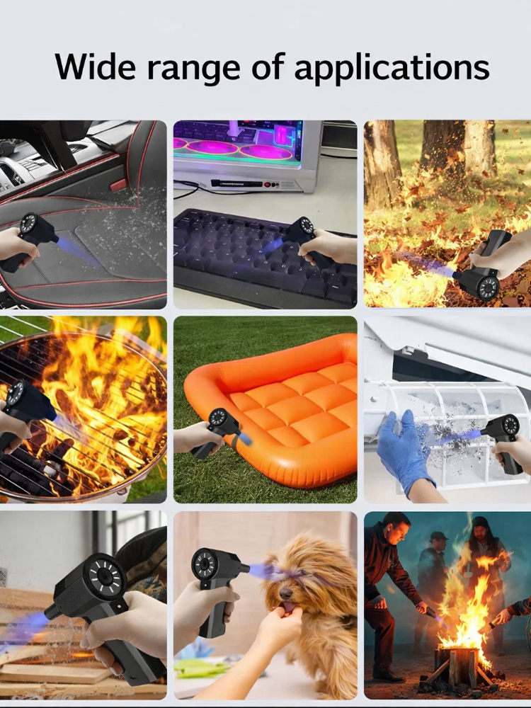 Handheld brushless 130,000 RPM turbo blower with suction and blowing functions