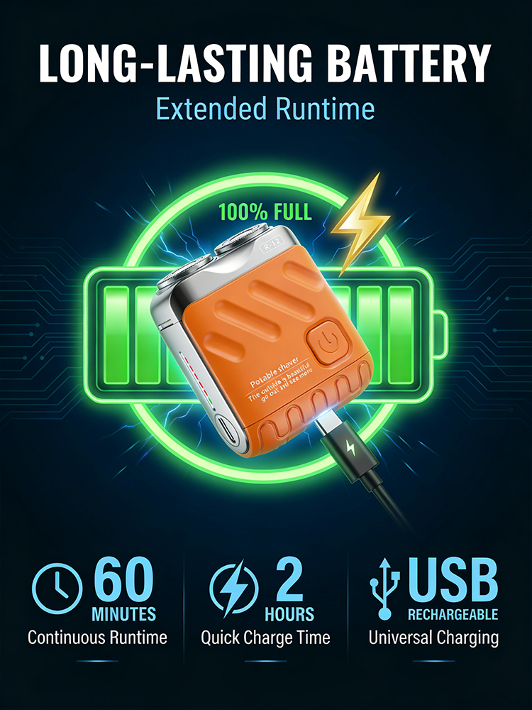 New mini electric shaver, portable with long battery life, men's household rechargeable dual-head ra