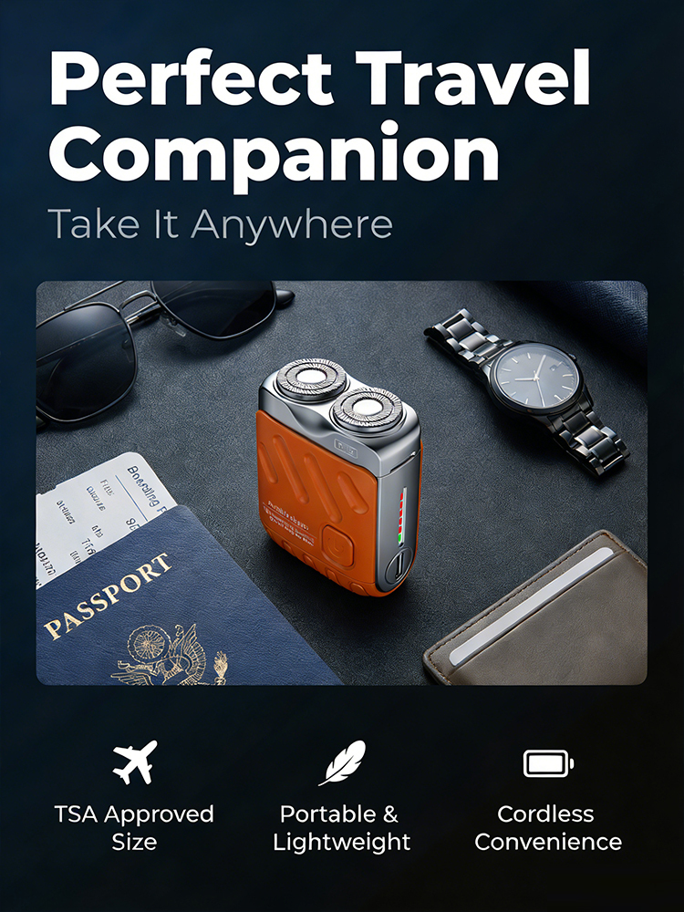 New mini electric shaver, portable with long battery life, men's household rechargeable dual-head ra