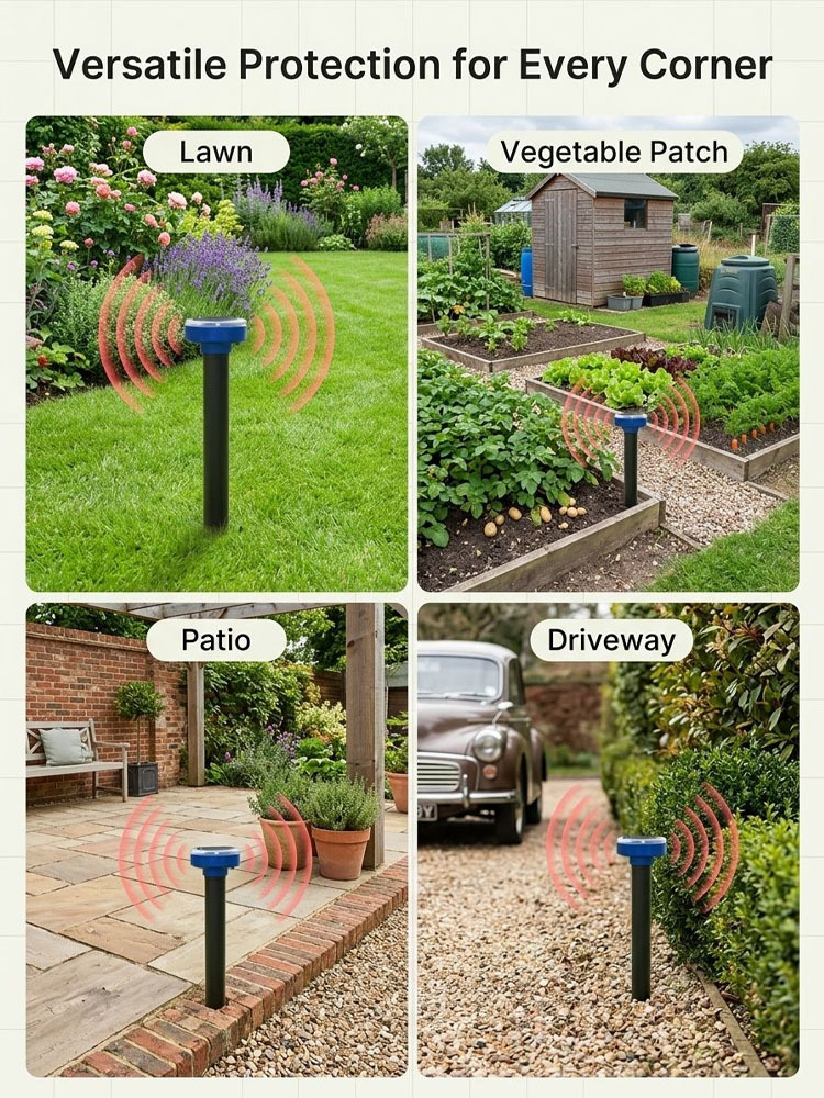 【Completely Eliminate Pests】Solar Powered Garden Rodent Repeller
