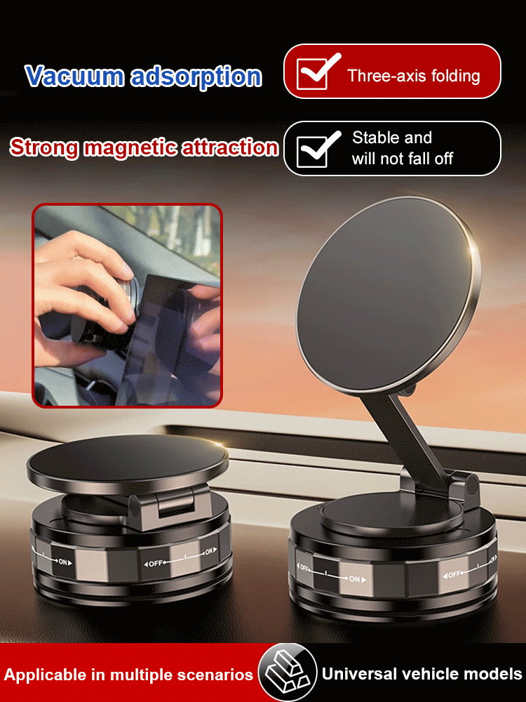 Three-axis folding magnetic car phone holder