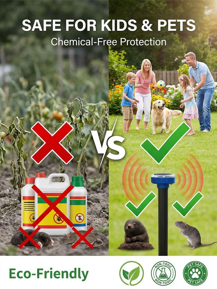 【Completely Eliminate Pests】Solar Powered Garden Rodent Repeller