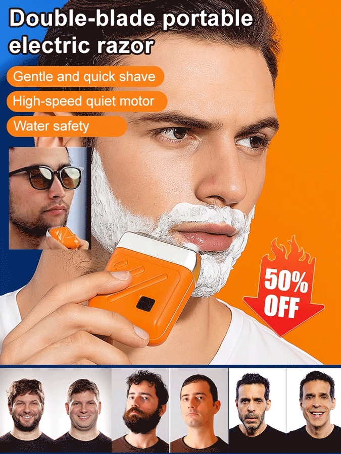 Double-head portable electric shaver
