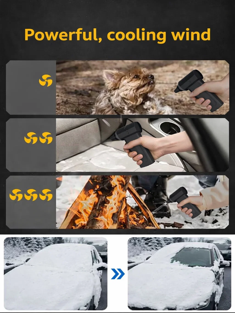 Handheld brushless 130,000 RPM turbo blower with suction and blowing functions