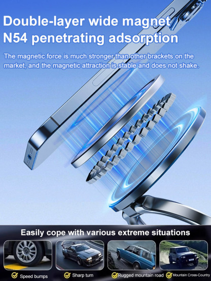 Three-axis folding magnetic car phone holder