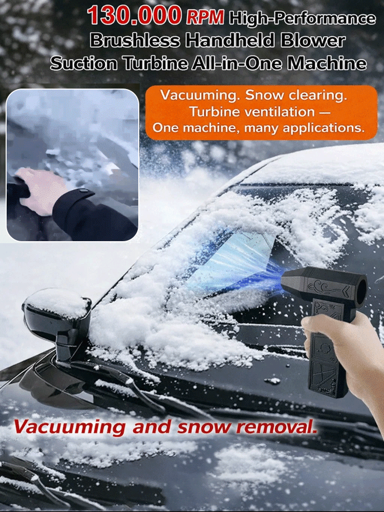 Handheld brushless 130,000 RPM turbo blower with suction and blowing functions