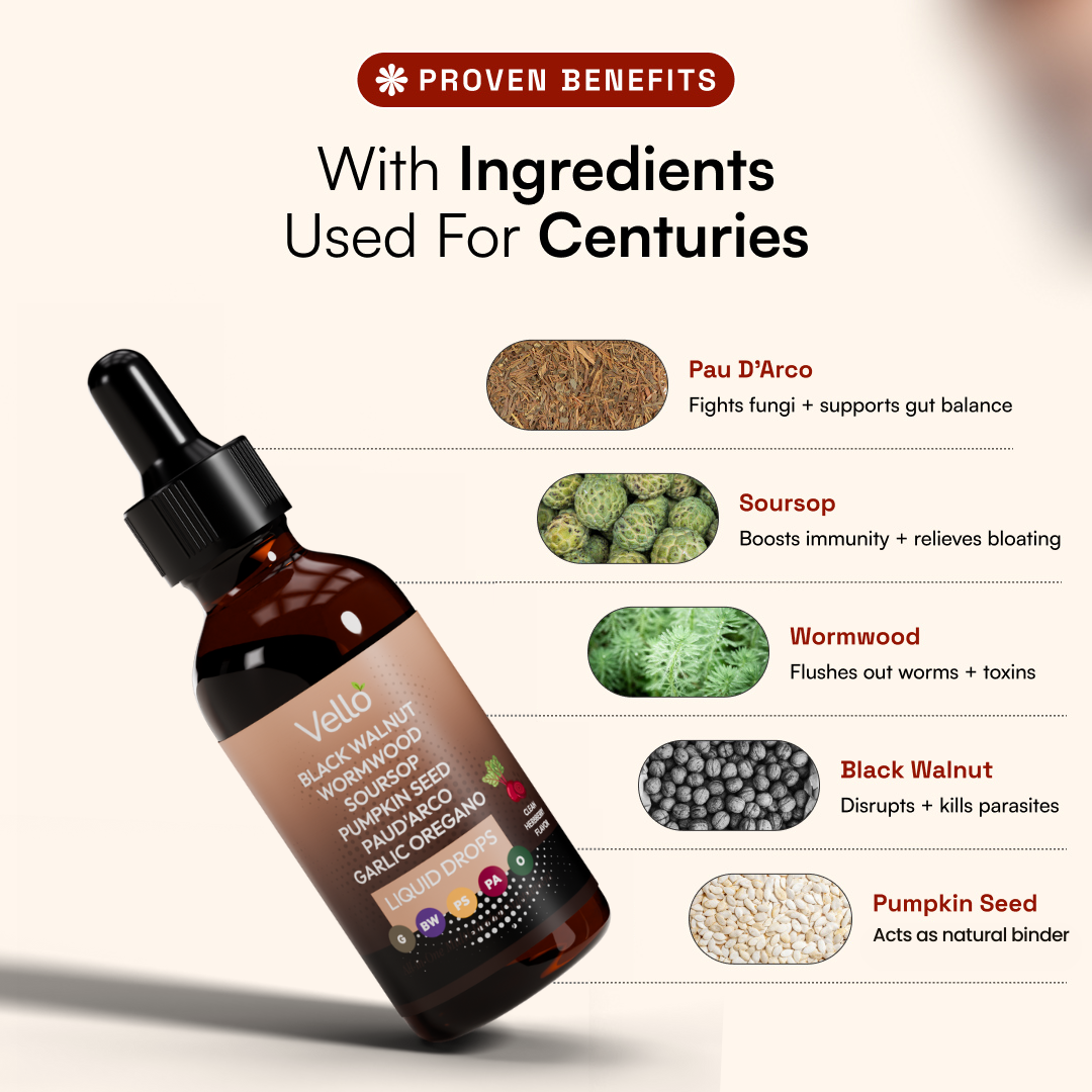 Just two droppers a day of this powerful Parasite Cleanse help flush out the hidden invaders wrecking your digestion, energy, and focus — so your body finally works with you, not against you.