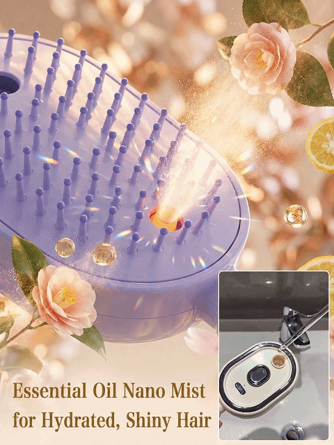 No-rinse hairbrush with essential oil for red glow