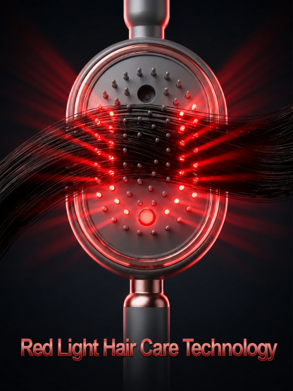 No-rinse hairbrush with essential oil for red glow