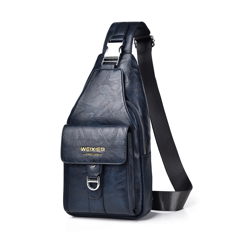 Premium genuine leather water-repellent chest bag shoulder crossbody bag