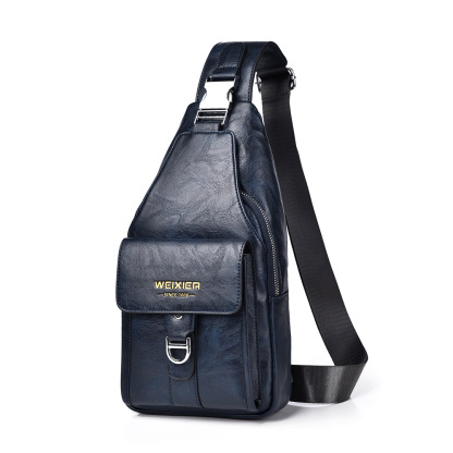 Premium genuine leather water-repellent chest bag shoulder crossbody bag