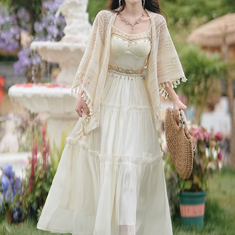 Ethnic Style Beach Vacation Strappy Dress
