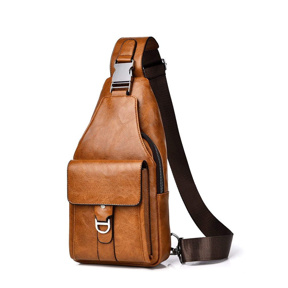 【Official direct sales, guaranteed quality】Premium Leather Water-Resistant Chest Bag, Single Shoulder Crossbody