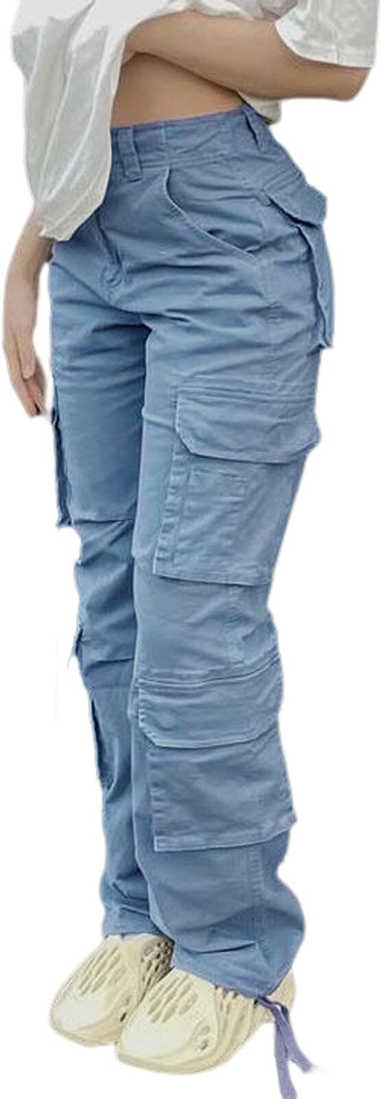 🔥8 Packs Only $25.98 🔥High Waisted Cargo Pants for Women with Pockets Streetwear