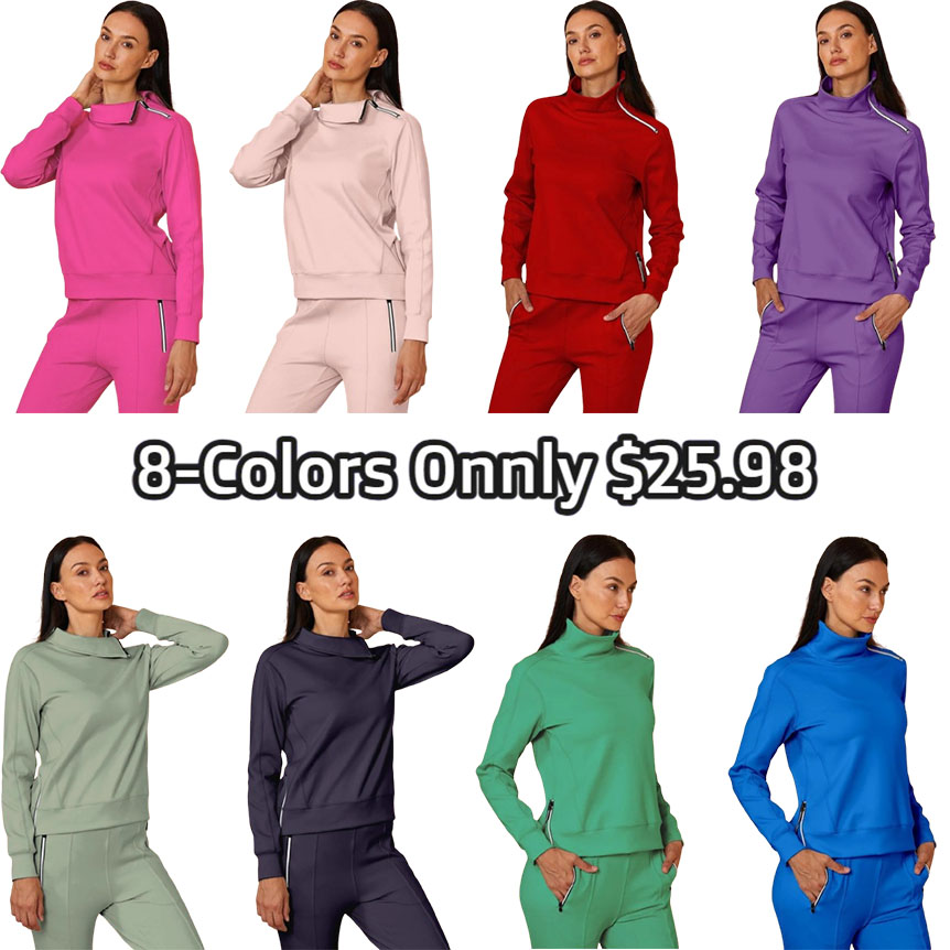 🔥8-PACK ONLY $25.98🔥More Than Basic Irregular Collar Golf Sweatshirt
