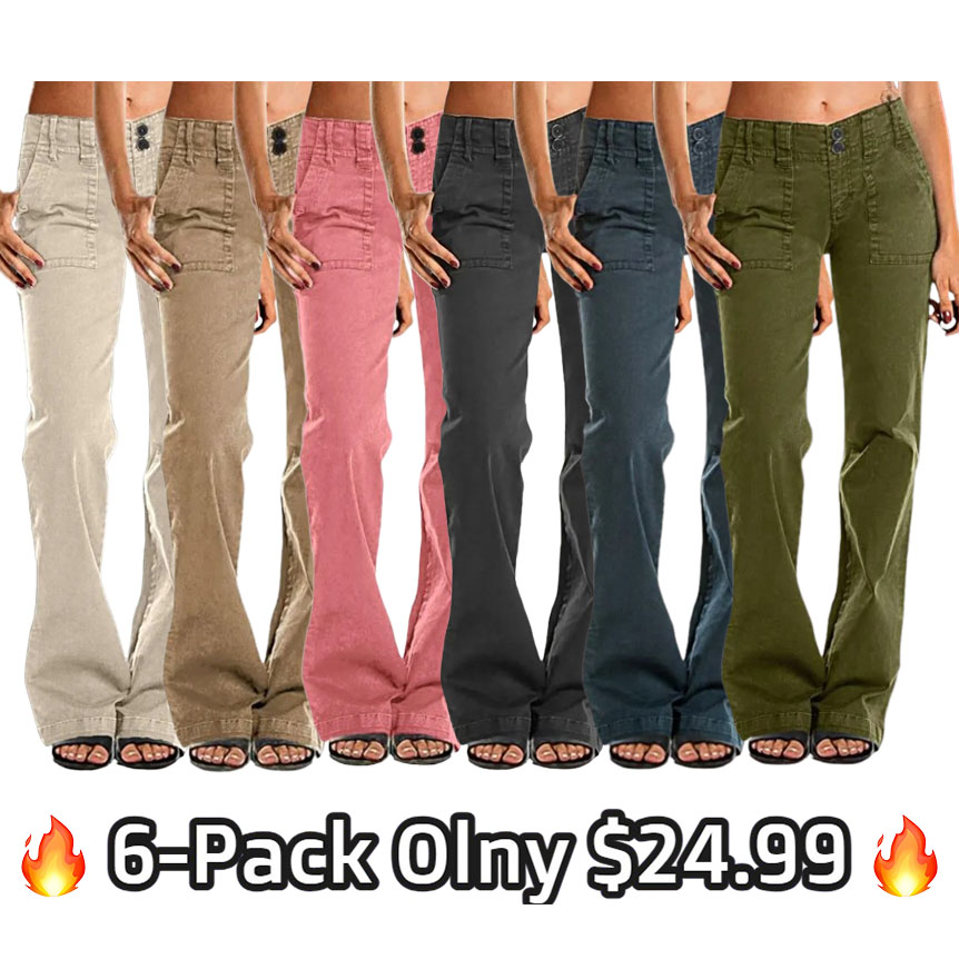⚡FINAL SALE⚡- Double Button Mid Waist Straight Leg Pants