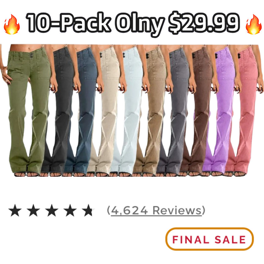 ⚡FINAL SALE⚡- Double Button Mid Waist Straight Leg Pants