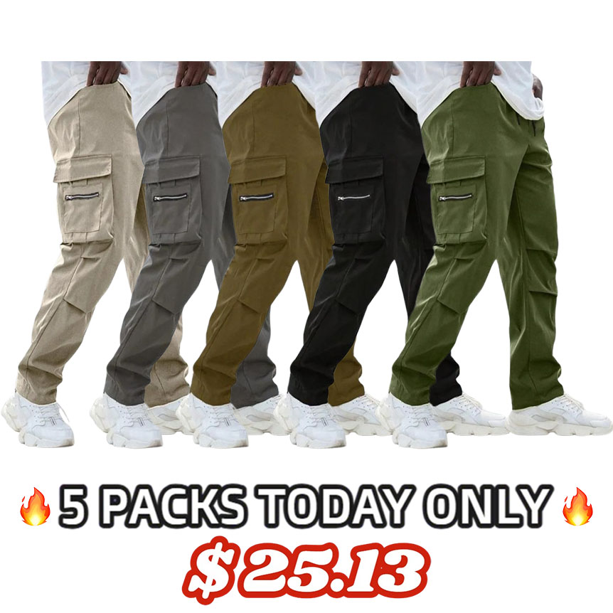 Men's Plus Size Plain Drawstring Waist Cargo Pants