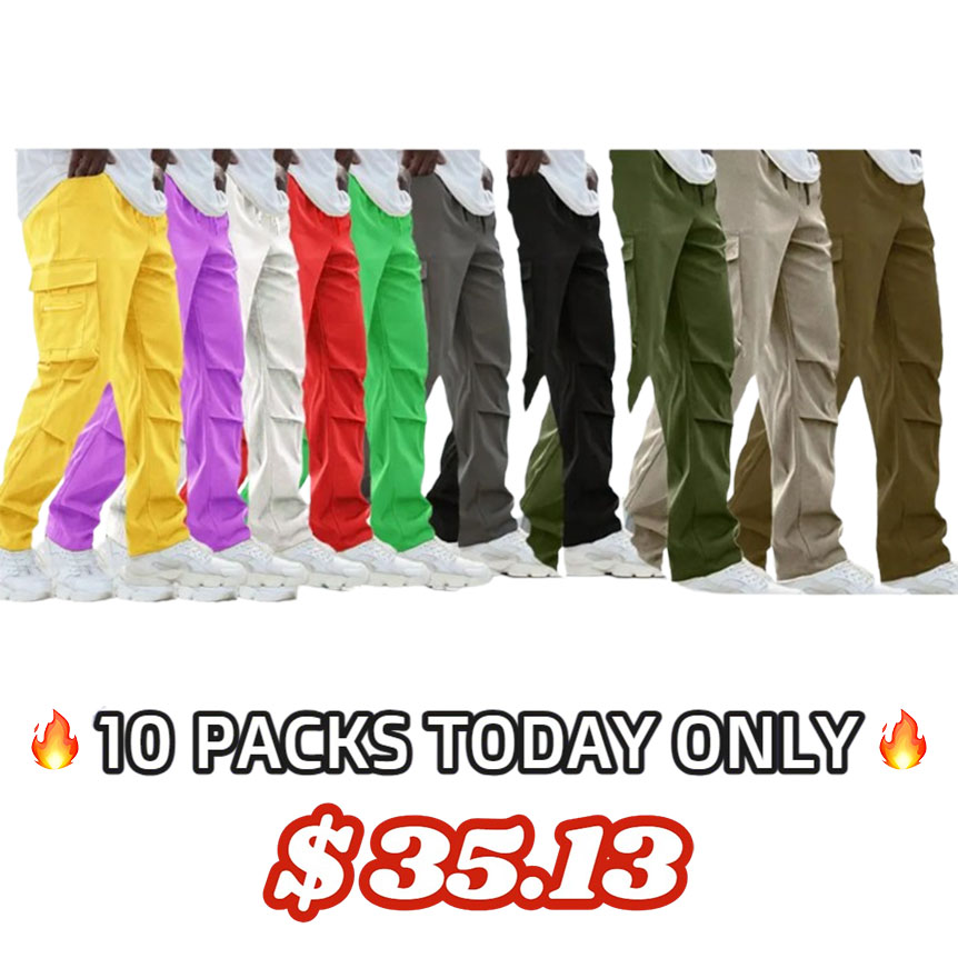 Men's Plus Size Plain Drawstring Waist Cargo Pants