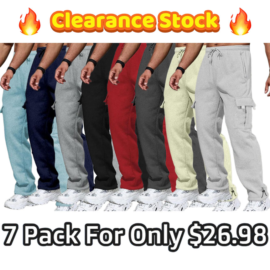 Men's Plain Pockets Drawstring Waist Wide Leg Pants