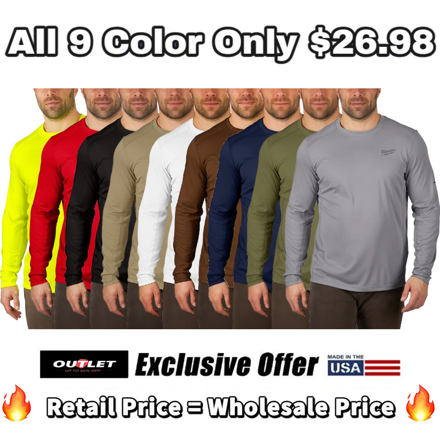 🔥9-PACK for $26.98 (All colors)🔥 - Lightweight Performance Shirt - Long Sleeve
