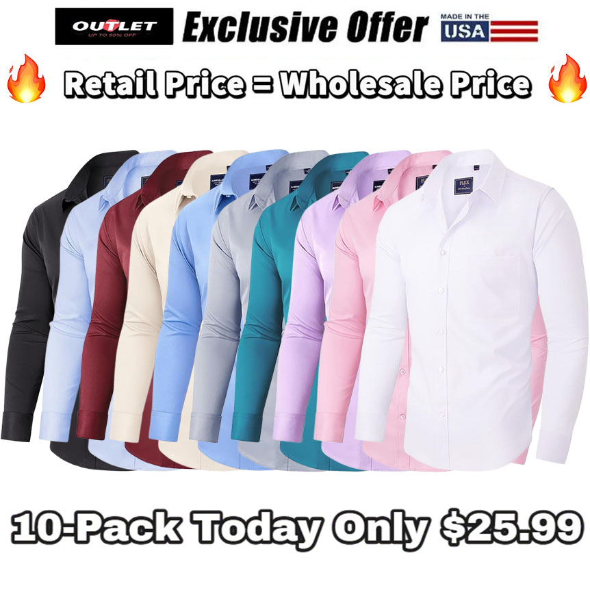 Alimens & Gentle Men's Dress Shirts Long Sleeve Wrinkle-Free Stretch S