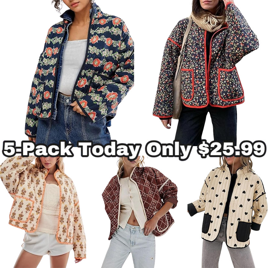 🔥5-Pack Only $25.99🔥Women's Ditsy Floral Print Drop Shoulder Coat