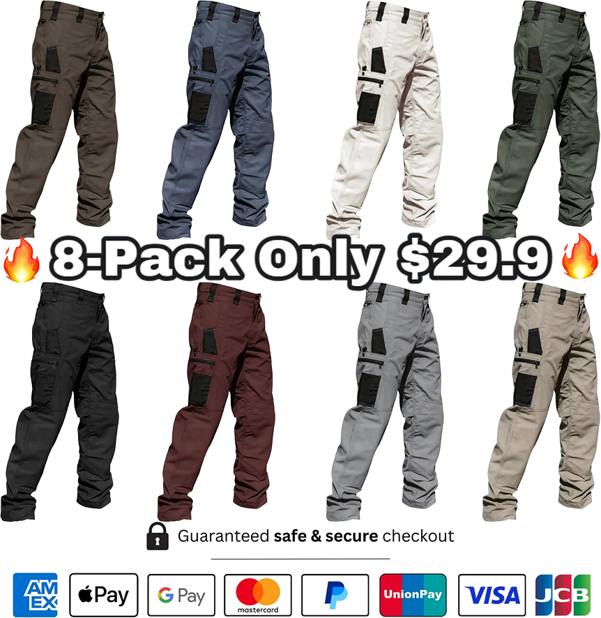 🔥8-Pack Only $29.99(All colors)🔥Men's 8-Pack Unisex 10-Pocket Heavy Duty zipper waterproof tactical Work Pants