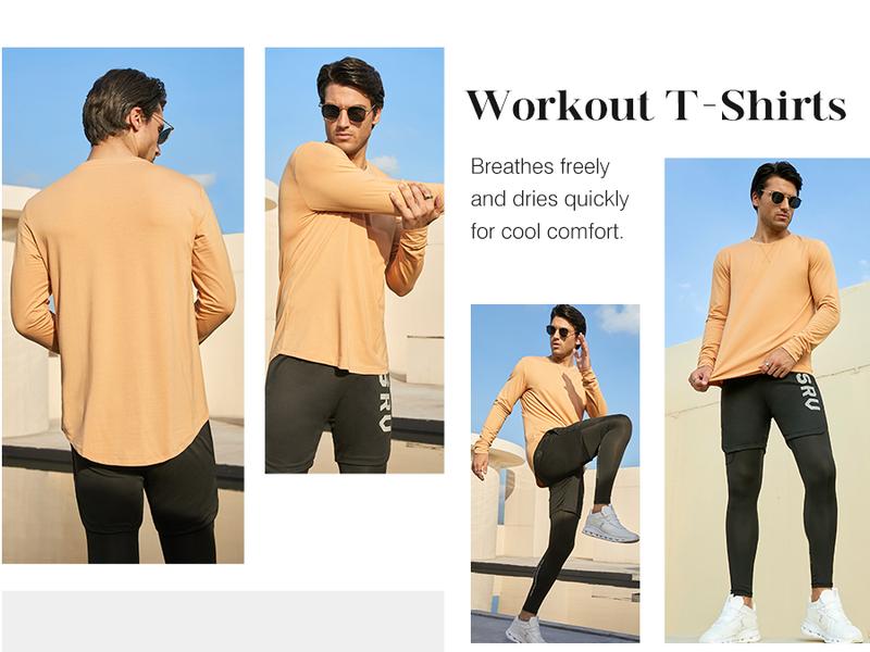 JMIERR Mens 3 Pack Cotton Hipster Hip Hop Longline Crewneck Sport T-Shirt, Menswear Casual Top for Outdoor Daily Wear